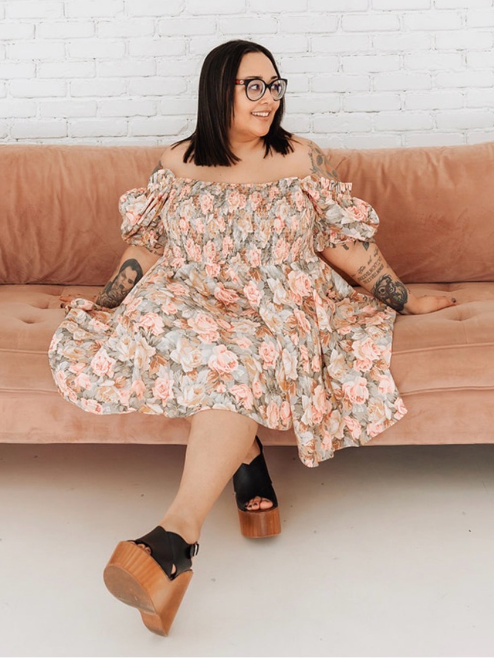 Selkie Floral Puff Sleeve Smocked Dress
